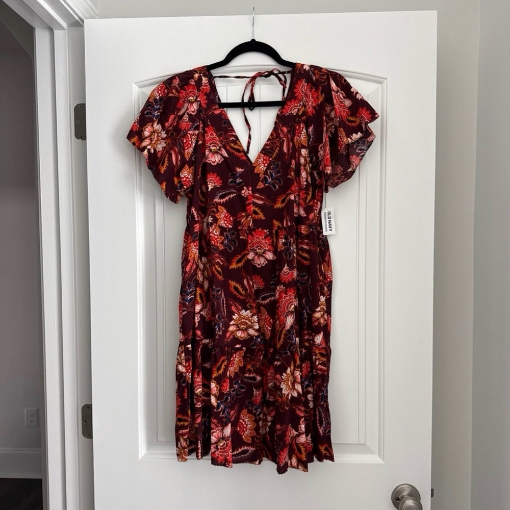 Old Navy Floral Mini Dress - Red and Orange